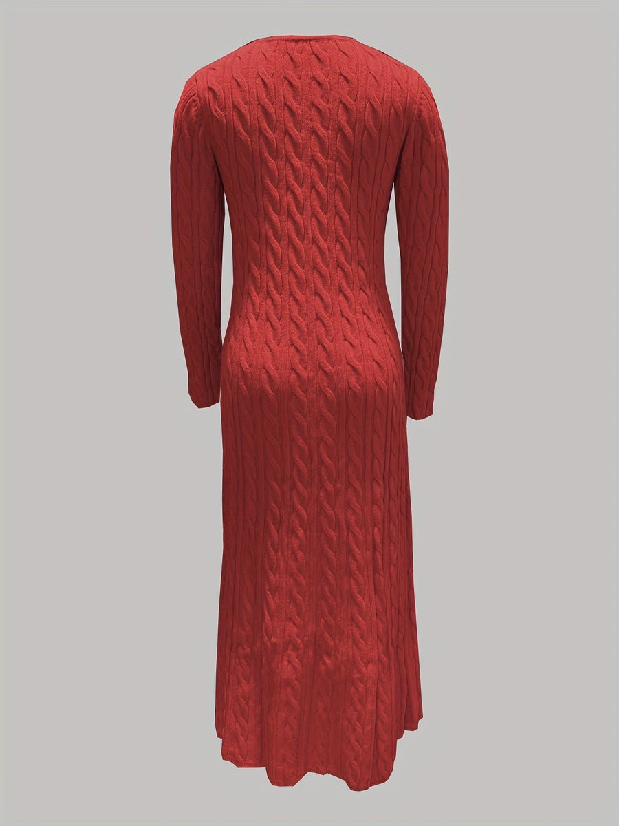 Corwyn Women's Cable-Knit Maxi Sweater Dress in Red