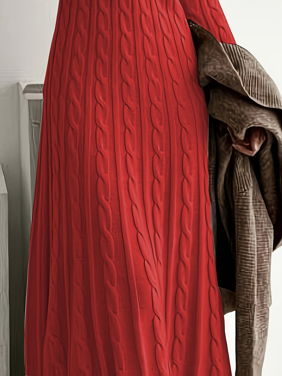 Corwyn Women's Cable-Knit Maxi Sweater Dress in Red