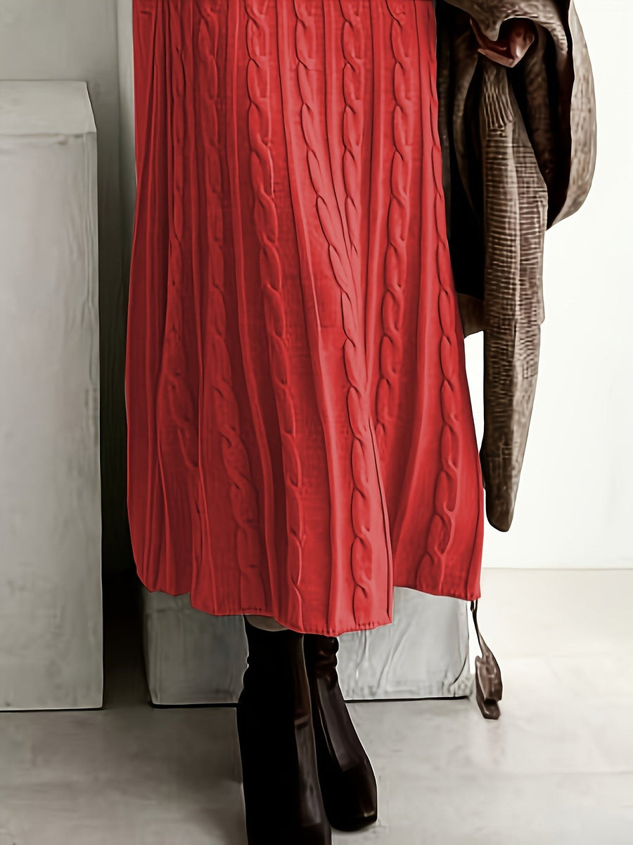 Corwyn Women's Cable-Knit Maxi Sweater Dress in Red