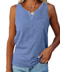 Cosima Casual Top with V-Neck and Chest Pocket in Grey