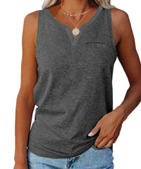 Cosima Casual Top with V-Neck and Chest Pocket in Grey