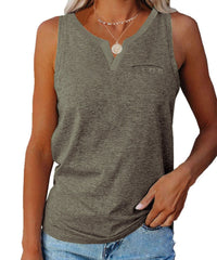 Cosima Casual Top with V-Neck and Chest Pocket in Grey
