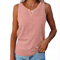 Cosima Casual Top with V-Neck and Chest Pocket in Light Grey