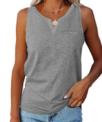 Cosima Casual Top with V-Neck and Chest Pocket in Light Grey