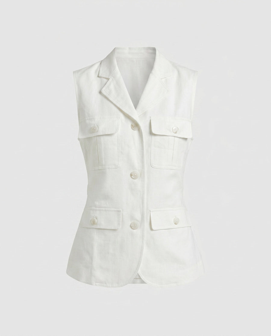 Cosima Elegant Vest with Pockets in White