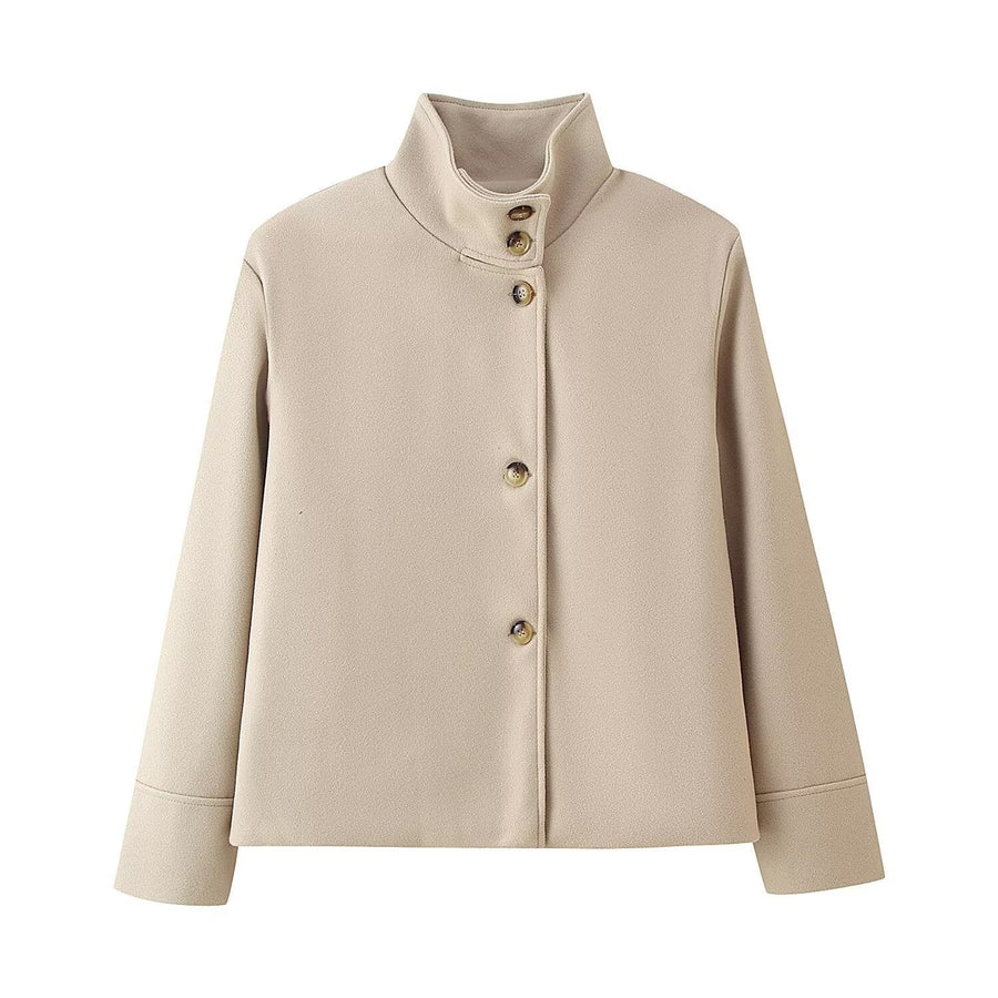 Cosima Jacket with Stand Collar in Apricot
