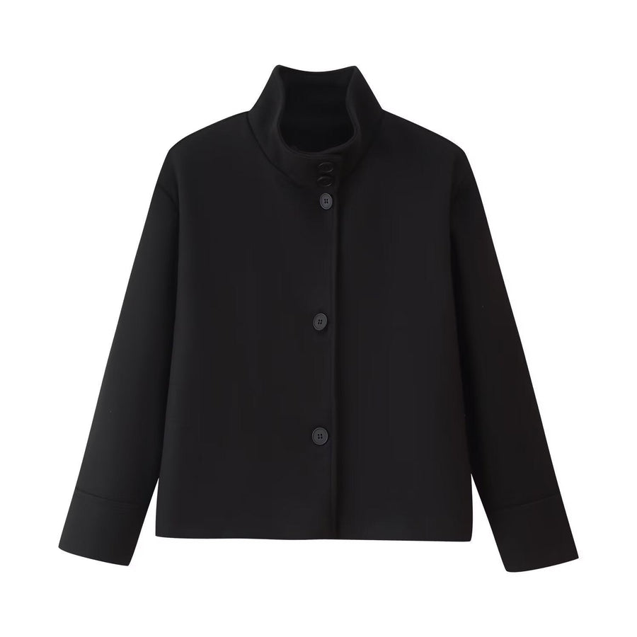 Cosima Jacket with Stand Collar in Black