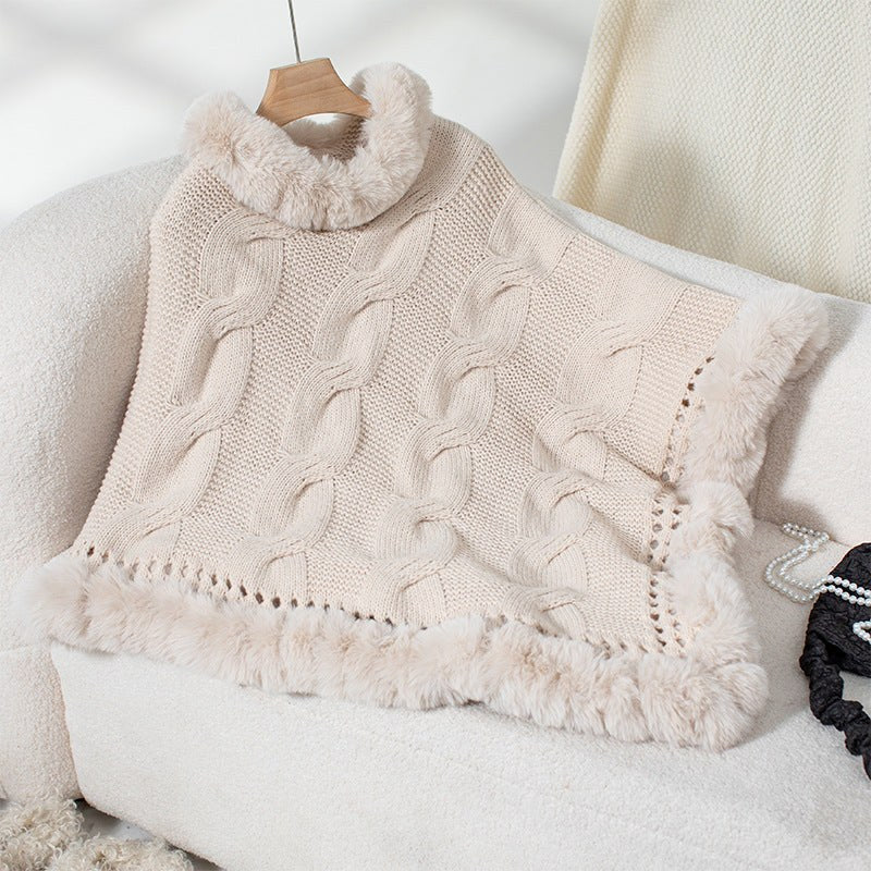 Cosima Knit Poncho in Apricot