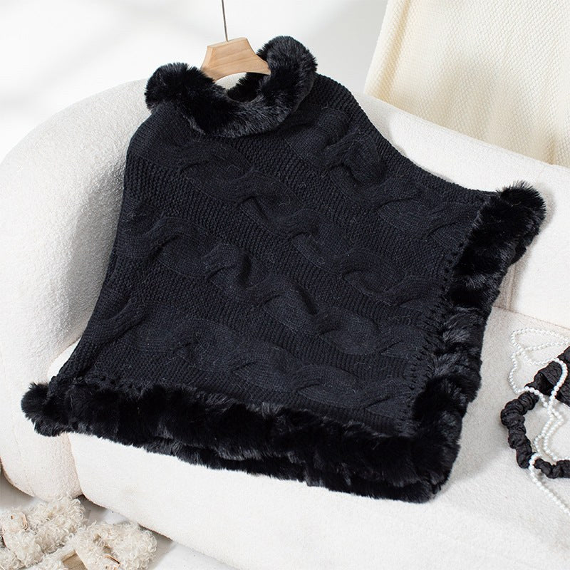 Cosima Knit Poncho in Black