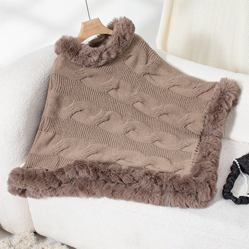 Cosima Knit Poncho in Brown