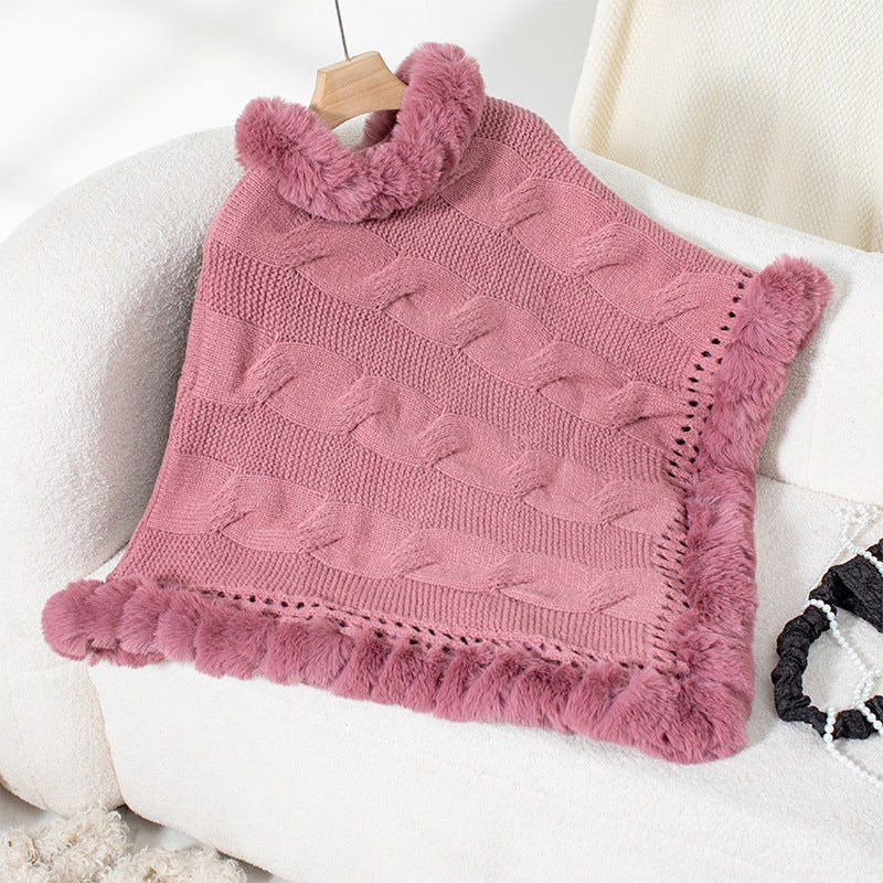 Cosima Knit Poncho in Magenta