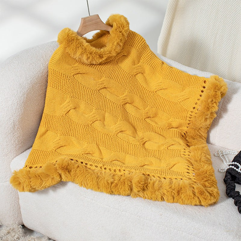 Cosima Knit Poncho in Yellow
