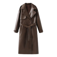 Cosima Leather Trench Coat with Pockets