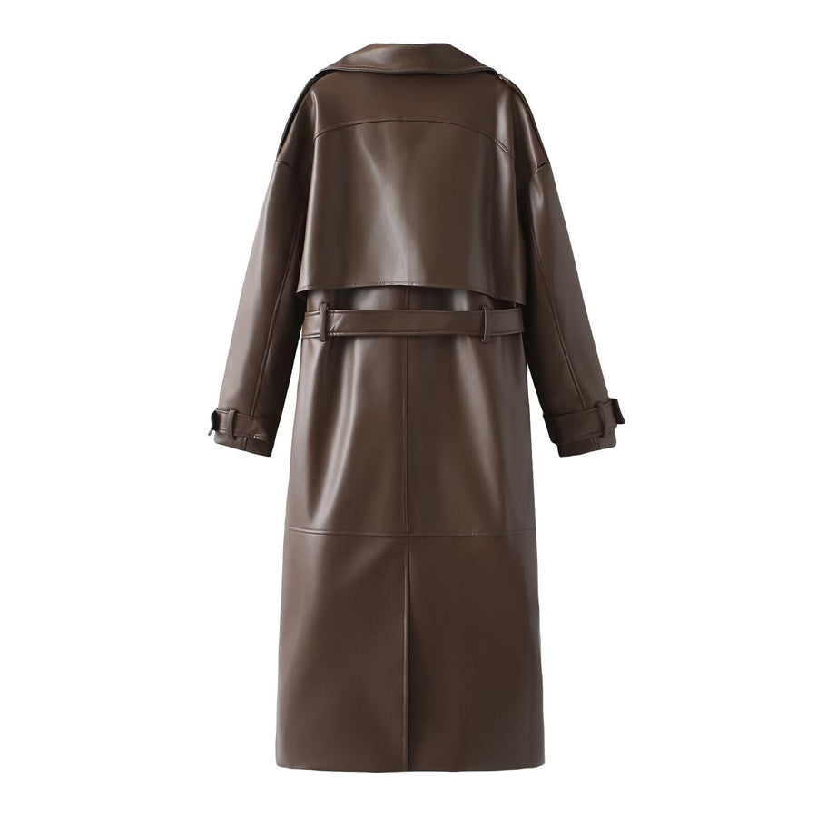 Cosima Leather Trench Coat with Pockets