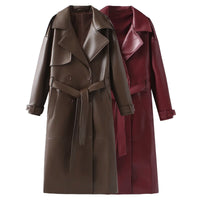 Cosima Leather Trench Coat with Pockets