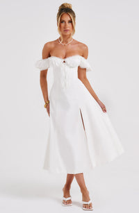 Vera Midi Dress – Ivory