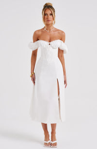 Vera Midi Dress – Ivory