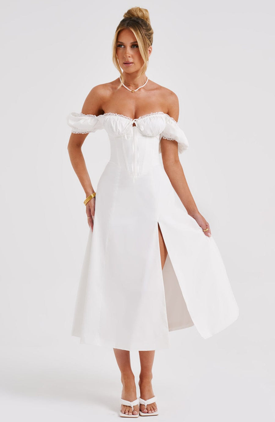 Vera Midi Dress – Ivory