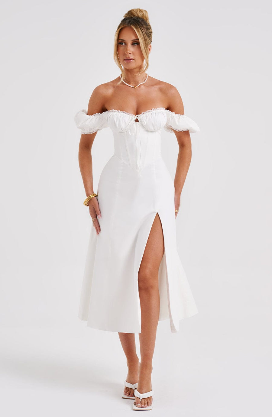 Vera Midi Dress – Ivory