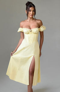 Vera Midi Dress – Lemon
