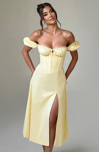 Vera Midi Dress – Lemon