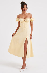 Vera Midi Dress – Lemon