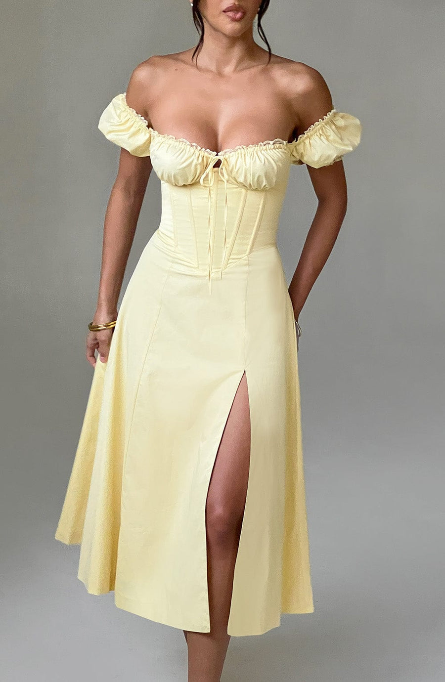 Vera Midi Dress – Lemon