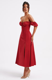 Vera Midi Dress – Red
