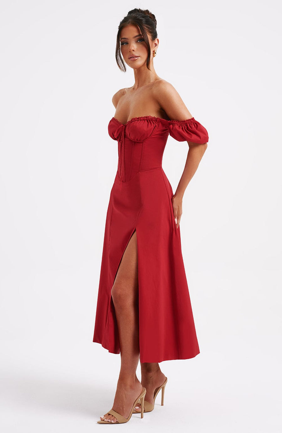 Vera Midi Dress – Red