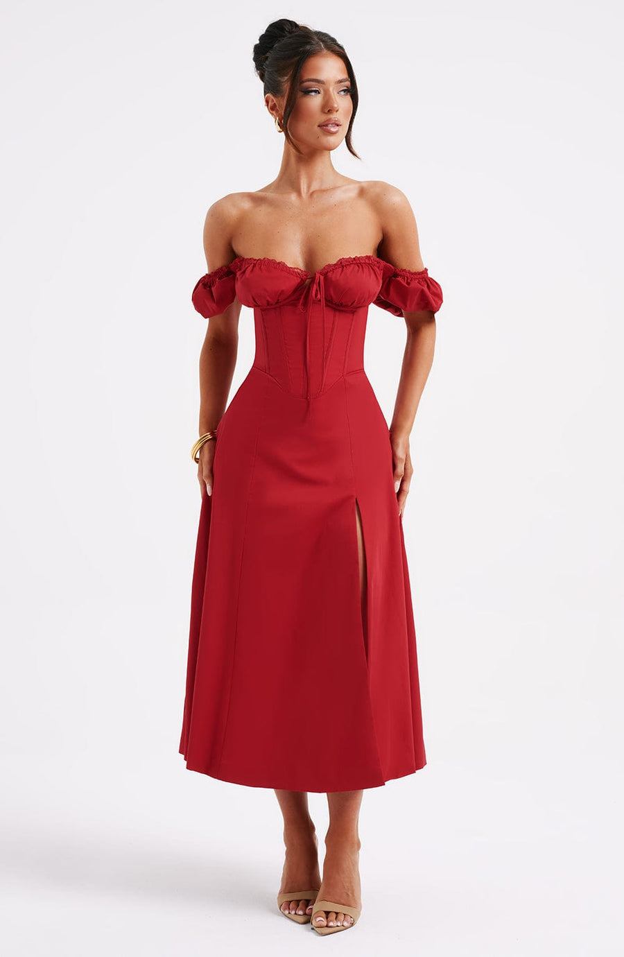 Vera Midi Dress – Red
