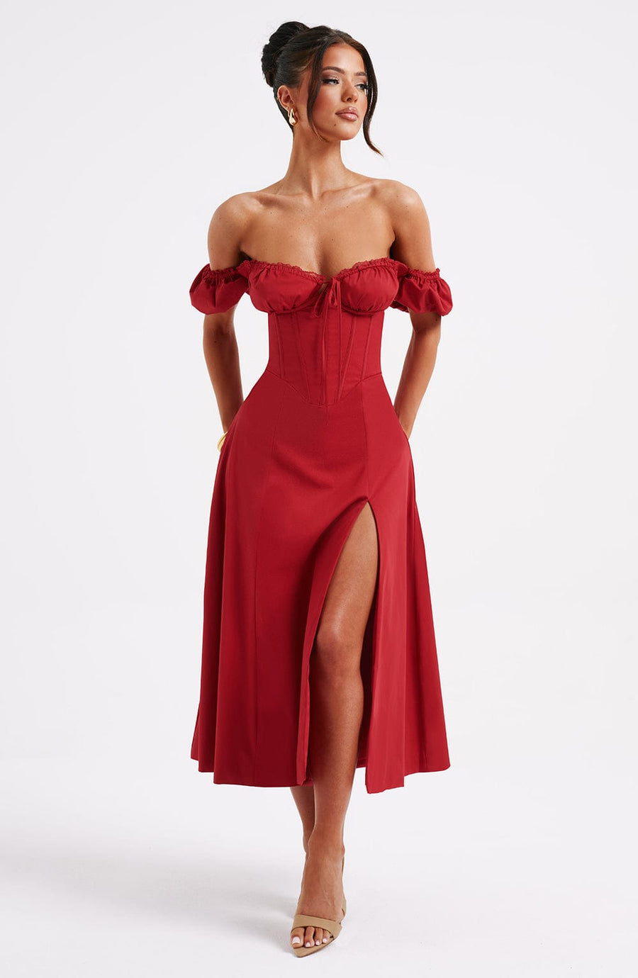 Vera Midi Dress – Red