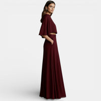 Women's Two-Piece Set Cape Top Maxi Skirt