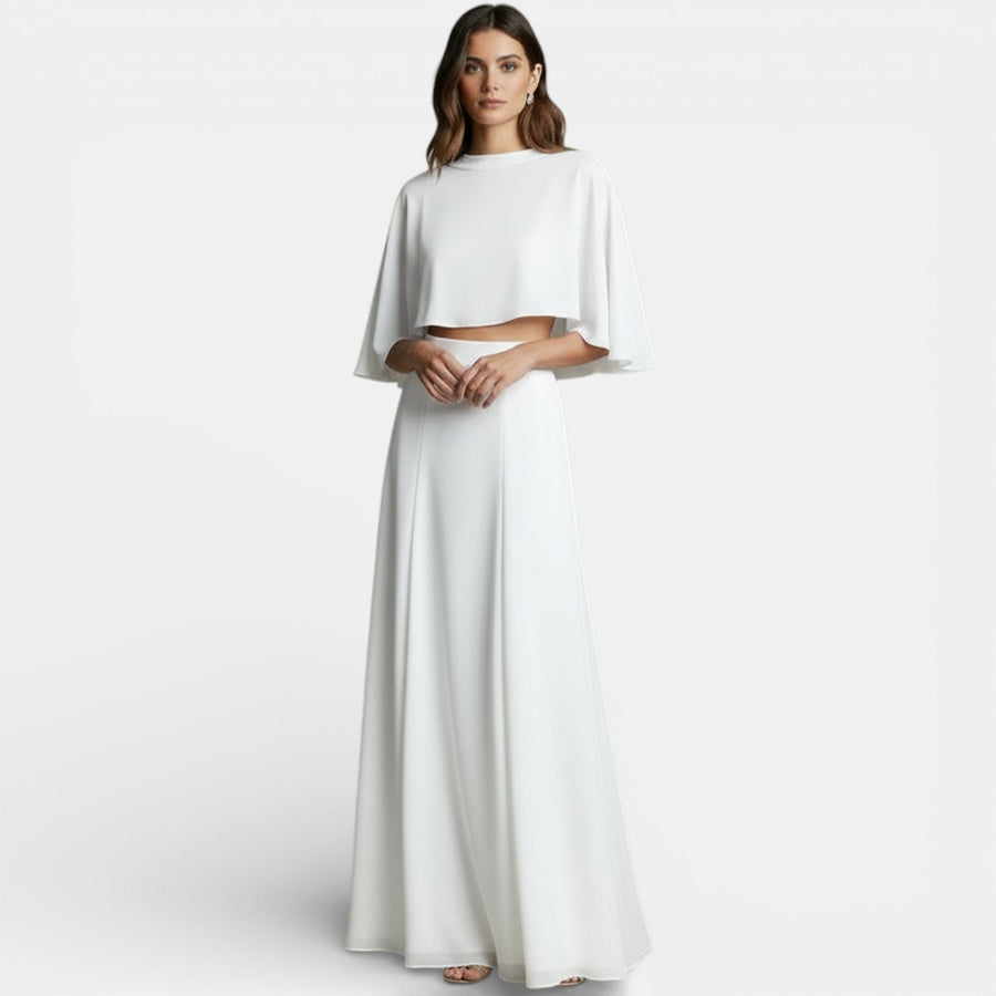 Women's Two-Piece Set Cape Top Maxi Skirt