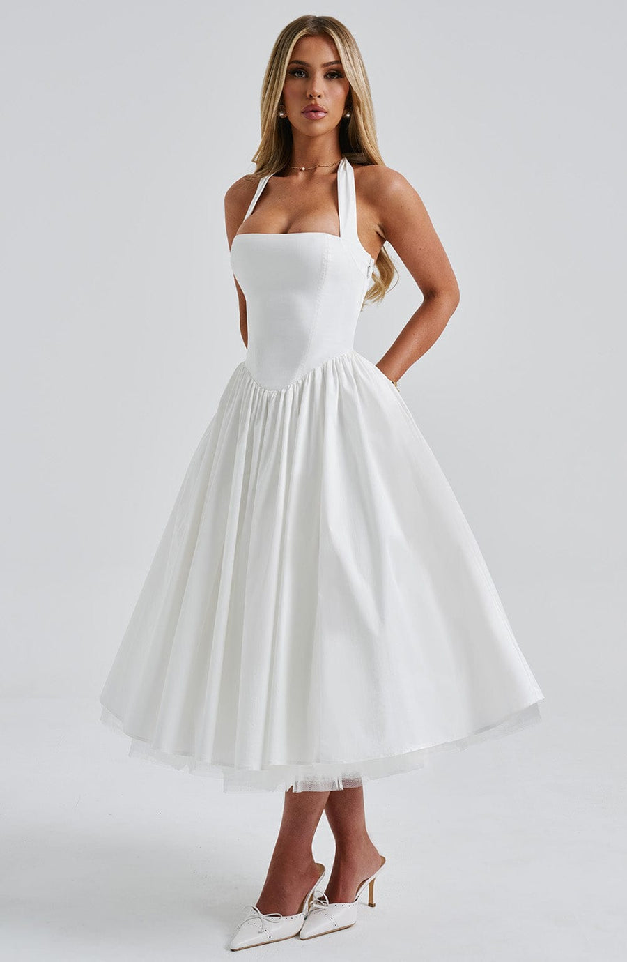 Sandra Midi Dress – Ivory