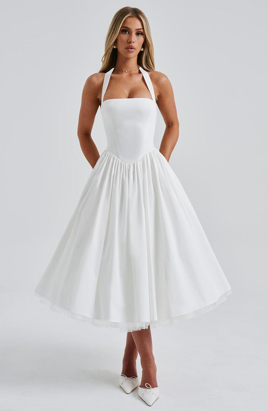 Sandra Midi Dress – Ivory