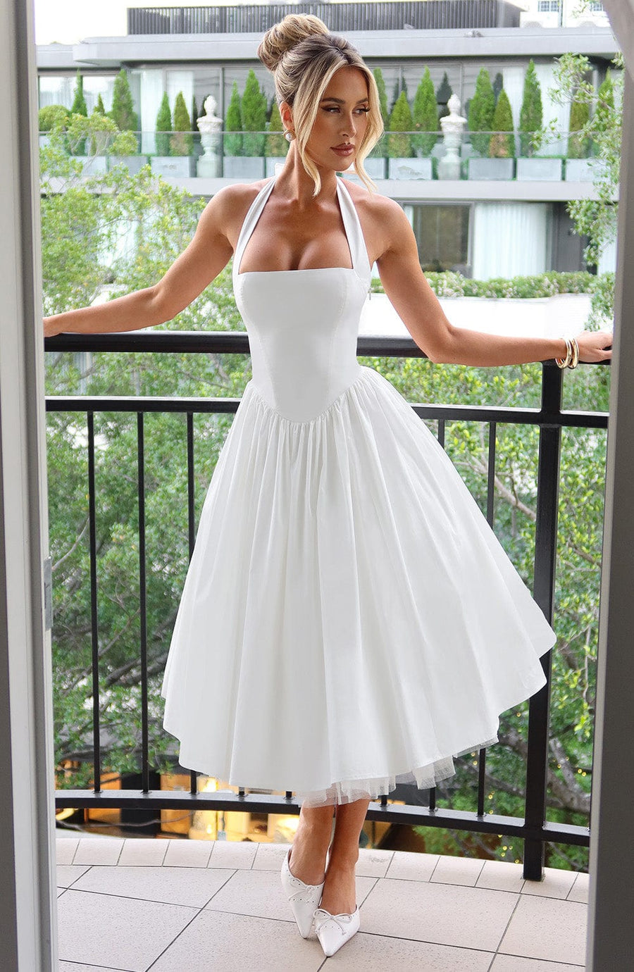 Sandra Midi Dress – Ivory