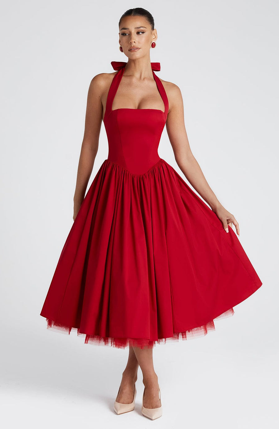 Sandra Midi Dress – Red