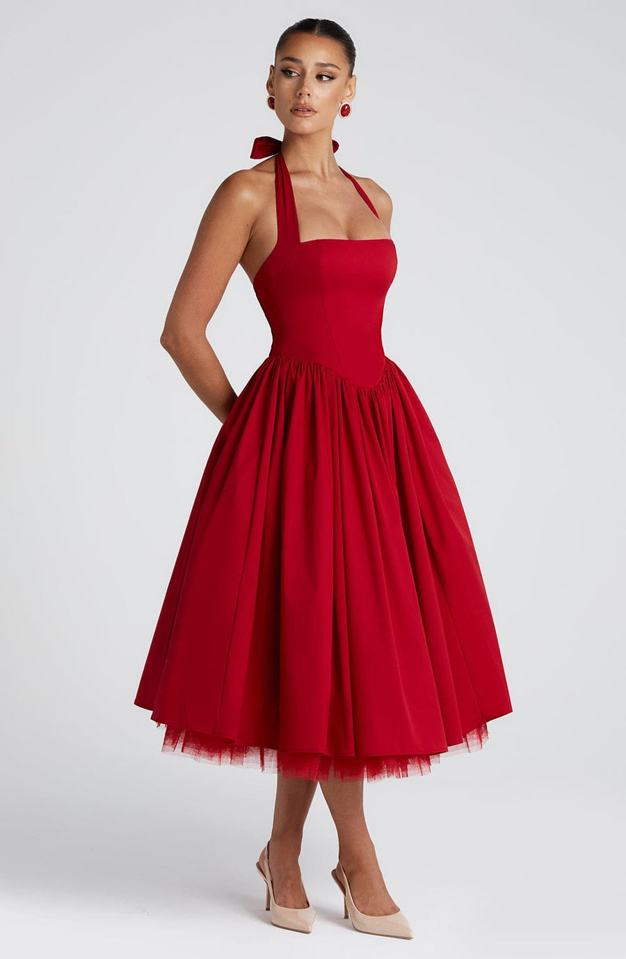Sandra Midi Dress – Red