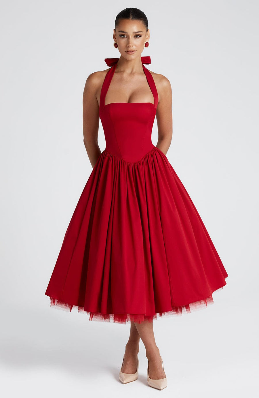Sandra Midi Dress – Red