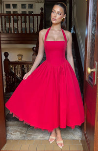 Sandra Midi Dress – Red