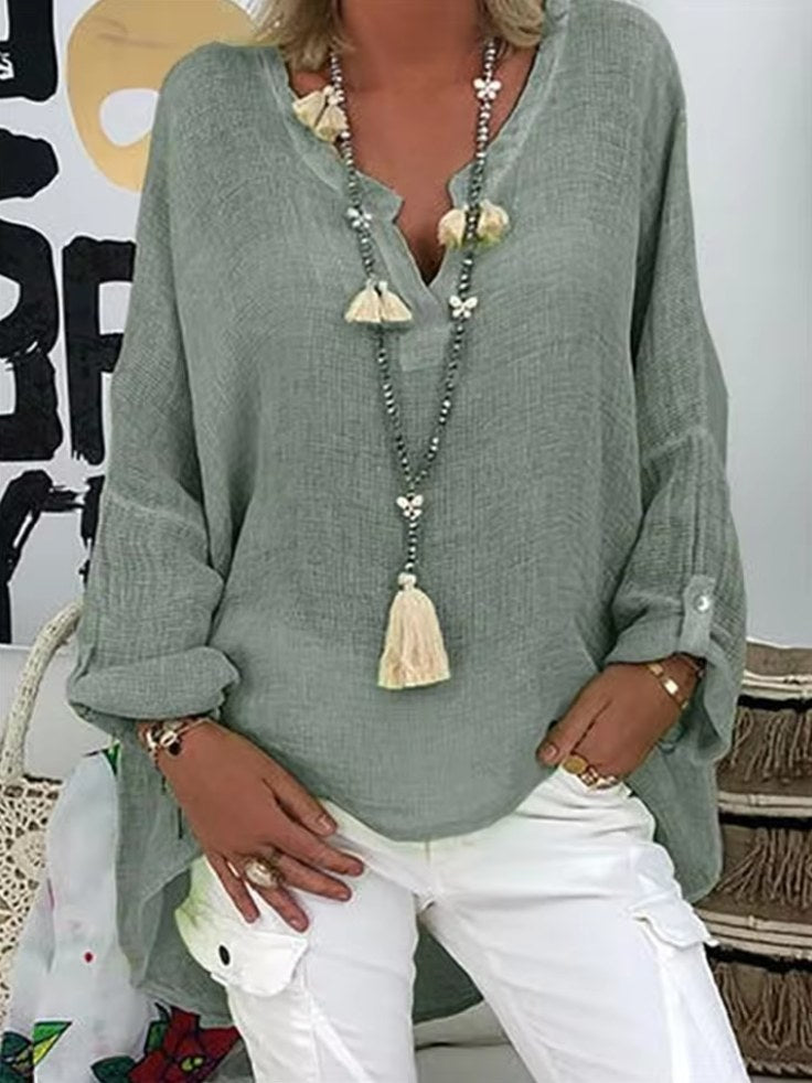 Criza™ Lightweight Oversized Blouse in Gray/Green