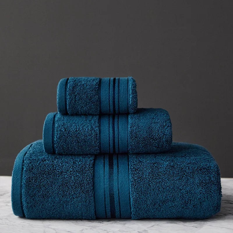 Crown Egyptian Cotton 3 Piece Towel Set in Ocean Blue