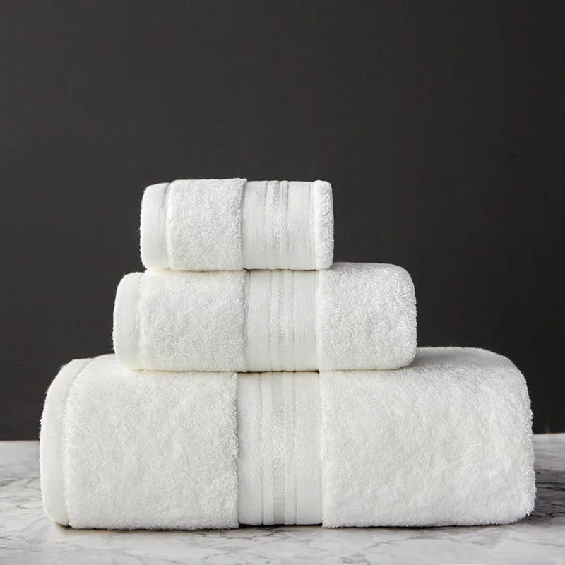 Crown Egyptian Cotton 3 Piece Towel Set in Pearl White