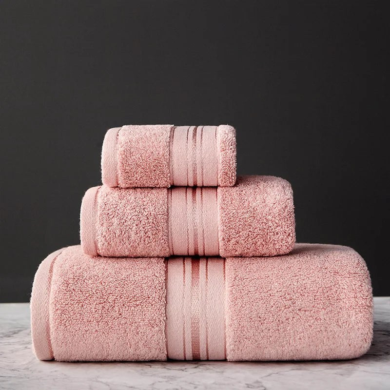 Crown Egyptian Cotton 3 Piece Towel Set in Rose Pink