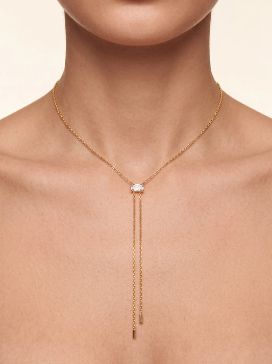 Crystal Gumdrop Necklace in Gold