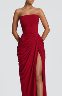 Ava Maxi Dress – Deep Red