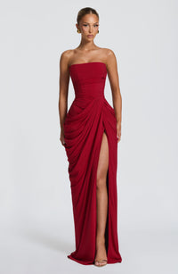 Ava Maxi Dress – Deep Red