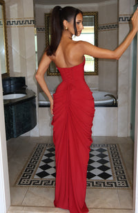 Ava Maxi Dress – Deep Red