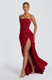 Ava Maxi Dress – Deep Red