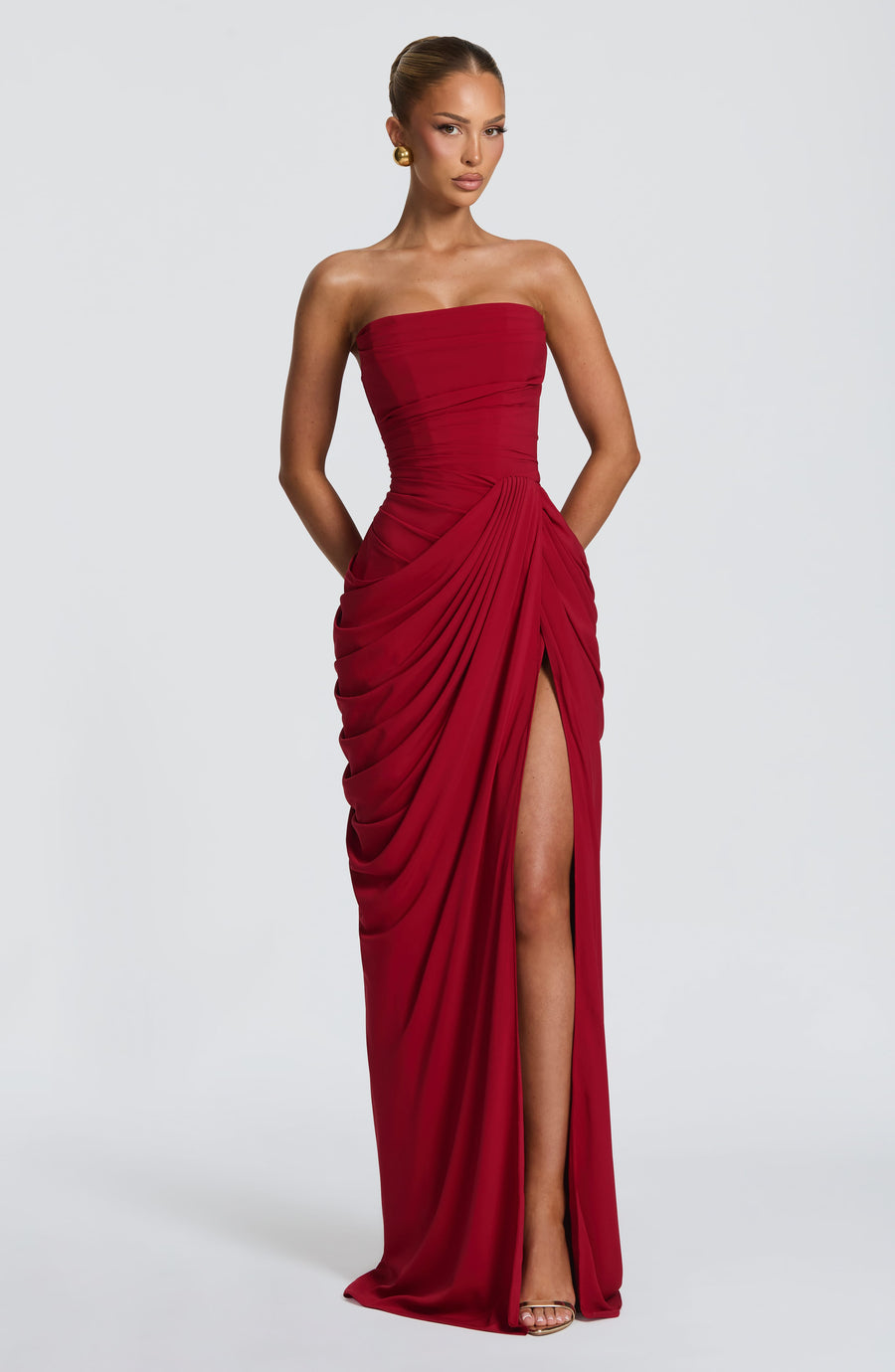 Ava Maxi Dress – Deep Red